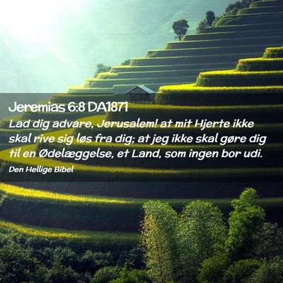Picture 02 - Jeremias 6:8 DA1871 - Lad dig advare, Jerusalem! at mit Hjerte ikke - Bible Verse Picture