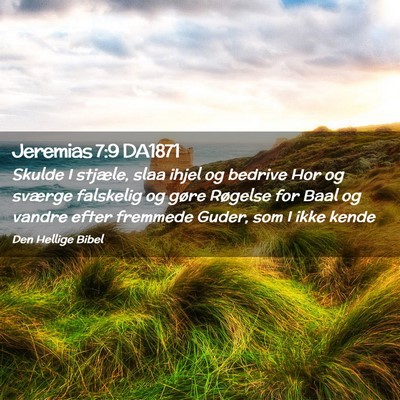 Picture 02 - Jeremias 7:9 DA1871 - Skulde I stjæle, slaa ihjel og bedrive Hor og - Bible Verse Picture