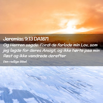 Picture 02 - Jeremias 9:13 DA1871 - Og Herren sagde: Fordi de forlode min Lov, som - Bible Verse Picture