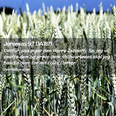 Picture 02 - Jeremias 9:7 DA1871 - Derfor, saa siger den Herre Zebaoth: Se, jeg vil - Bible Verse Picture