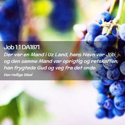 Picture 02 - Job 1:1 DA1871 - Der var en Mand i Uz Land, hans Navn var Job; og - Bible Verse Picture