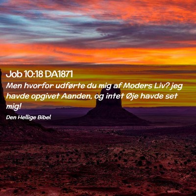Picture 02 - Job 10:18 DA1871 - Men hvorfor udførte du mig af Moders Liv? jeg - Bible Verse Picture