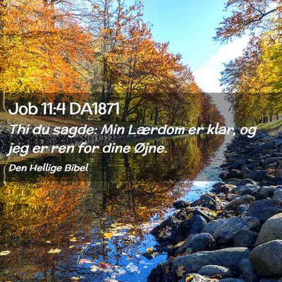 Picture 02 - Job 11:4 DA1871 - Thi du sagde: Min Lærdom er klar, og jeg er ren - Bible Verse Picture