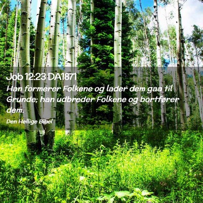 Picture 02 - Job 12:23 DA1871 - Han formerer Folkene og lader dem gaa til Grunde; - Bible Verse Picture