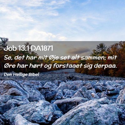Picture 02 - Job 13:1 DA1871 - Se, det har mit Øje set alt sammen; mit Øre har - Bible Verse Picture