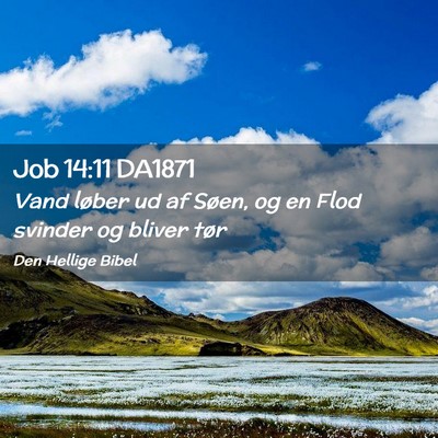 Picture 02 - Job 14:11 DA1871 - Vand løber ud af Søen, og en Flod svinder og - Bible Verse Picture