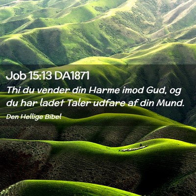 Picture 02 - Job 15:13 DA1871 - Thi du vender din Harme imod Gud, og du har ladet - Bible Verse Picture