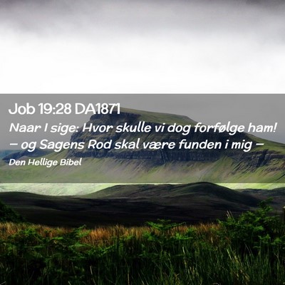 Picture 02 - Job 19:28 DA1871 - Naar I sige: Hvor skulle vi dog forfølge ham! - Bible Verse Picture