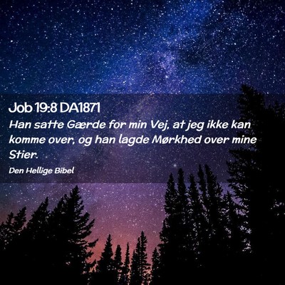 Picture 02 - Job 19:8 DA1871 - Han satte Gærde for min Vej, at jeg ikke kan - Bible Verse Picture