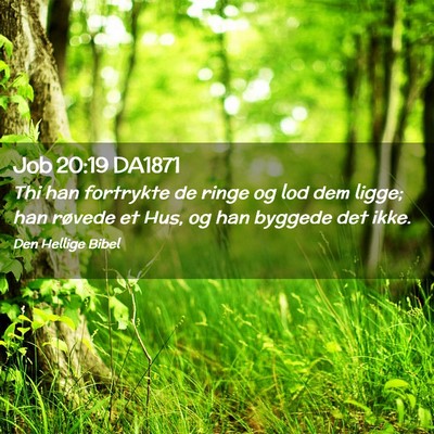 Picture 02 - Job 20:19 DA1871 - Thi han fortrykte de ringe og lod dem ligge; han - Bible Verse Picture