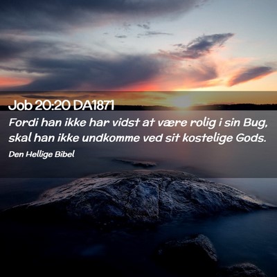 Picture 02 - Job 20:20 DA1871 - Fordi han ikke har vidst at være rolig i sin - Bible Verse Picture