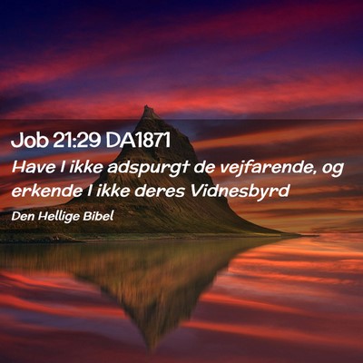 Picture 02 - Job 21:29 DA1871 - Have I ikke adspurgt de vejfarende, og erkende I - Bible Verse Picture