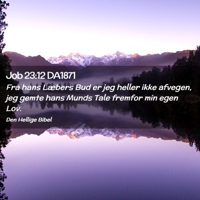 Picture 02 - Job 23:12 DA1871 - Fra hans Læbers Bud er jeg heller ikke afvegen, - Bible Verse Picture