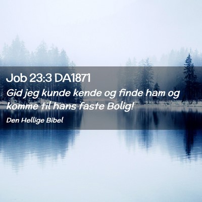 Picture 02 - Job 23:3 DA1871 - Gid jeg kunde kende og finde ham og komme til - Bible Verse Picture