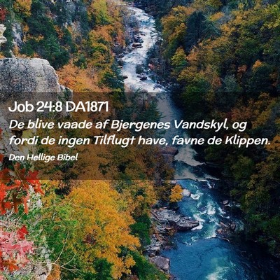 Picture 02 - Job 24:8 DA1871 - De blive vaade af Bjergenes Vandskyl, og fordi de - Bible Verse Picture