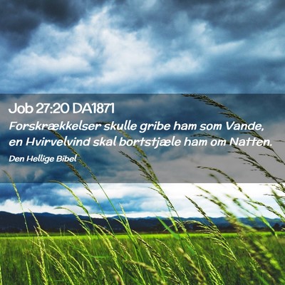 Picture 02 - Job 27:20 DA1871 - Forskrækkelser skulle gribe ham som Vande, en - Bible Verse Picture