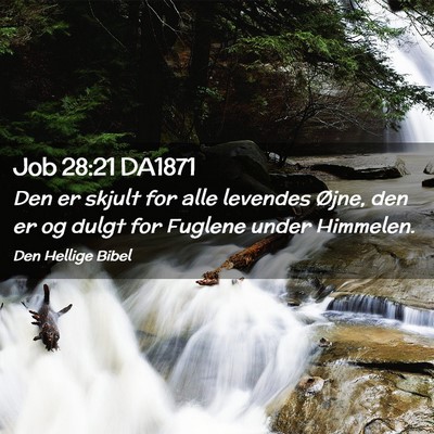Picture 02 - Job 28:21 DA1871 - Den er skjult for alle levendes Øjne, den er og - Bible Verse Picture