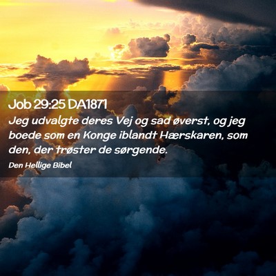 Picture 02 - Job 29:25 DA1871 - Jeg udvalgte deres Vej og sad øverst, og jeg - Bible Verse Picture
