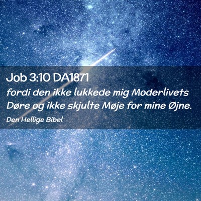 Picture 02 - Job 3:10 DA1871 - fordi den ikke lukkede mig Moderlivets Døre og - Bible Verse Picture