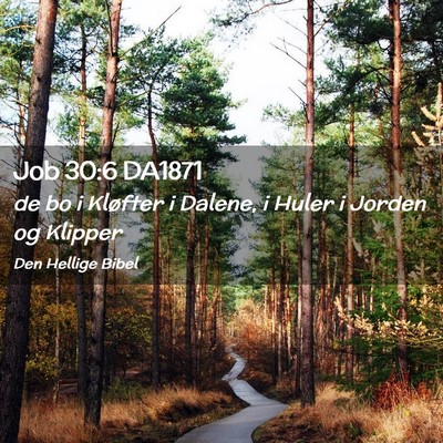 Picture 02 - Job 30:6 DA1871 - de bo i Kløfter i Dalene, i Huler i Jorden og - Bible Verse Picture