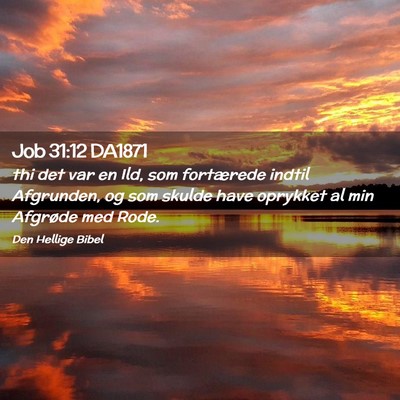 Picture 02 - Job 31:12 DA1871 - thi det var en Ild, som fortærede indtil - Bible Verse Picture