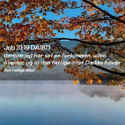 Picture 02 - Job 31:19 DA1871 - dersom jeg har set en forkommen, uden Klæder, og - Bible Verse Picture