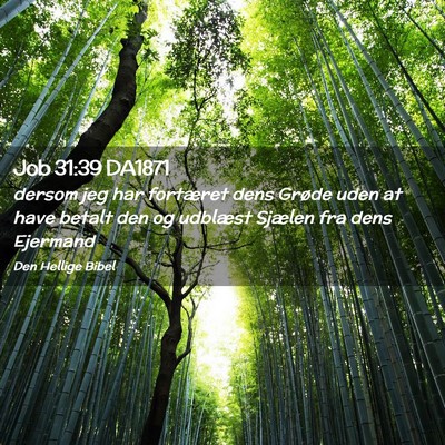 Picture 02 - Job 31:39 DA1871 - dersom jeg har fortæret dens Grøde uden at have - Bible Verse Picture