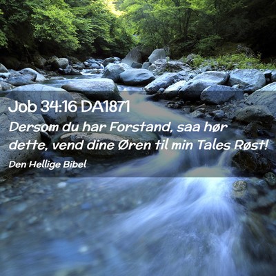 Picture 02 - Job 34:16 DA1871 - Dersom du har Forstand, saa hør dette, vend dine - Bible Verse Picture
