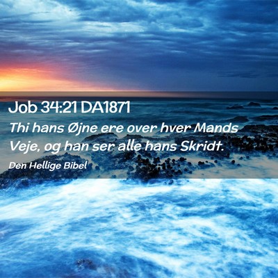 Picture 02 - Job 34:21 DA1871 - Thi hans Øjne ere over hver Mands Veje, og han - Bible Verse Picture