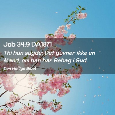 Picture 02 - Job 34:9 DA1871 - Thi han sagde: Det gavner ikke en Mand, om han - Bible Verse Picture