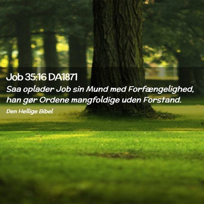 Picture 02 - Job 35:16 DA1871 - Saa oplader Job sin Mund med Forfængelighed, han - Bible Verse Picture