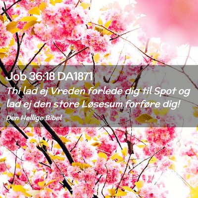 Picture 02 - Job 36:18 DA1871 - Thi lad ej Vreden forlede dig til Spot og lad ej - Bible Verse Picture