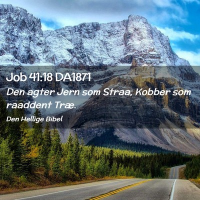 Picture 02 - Job 41:18 DA1871 - Den agter Jern som Straa, Kobber som raaddent - Bible Verse Picture