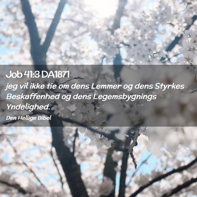 Picture 02 - Job 41:3 DA1871 - jeg vil ikke tie om dens Lemmer og dens Styrkes - Bible Verse Picture