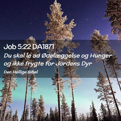 Picture 02 - Job 5:22 DA1871 - Du skal le ad Ødelæggelse og Hunger og ikke - Bible Verse Picture