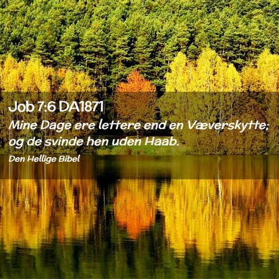 Picture 02 - Job 7:6 DA1871 - Mine Dage ere lettere end en Væverskytte; og de - Bible Verse Picture