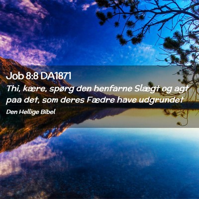 Picture 02 - Job 8:8 DA1871 - Thi, kære, spørg den henfarne Slægt og agt paa - Bible Verse Picture