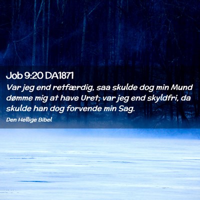 Picture 02 - Job 9:20 DA1871 - Var jeg end retfærdig, saa skulde dog min Mund - Bible Verse Picture