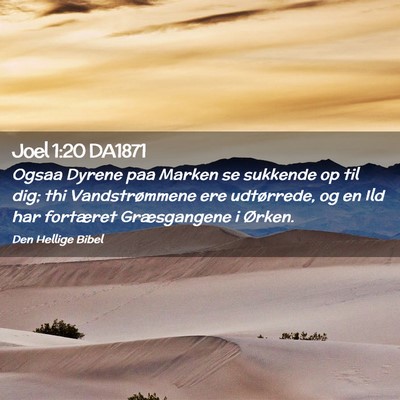 Picture 02 - Joel 1:20 DA1871 - Ogsaa Dyrene paa Marken se sukkende op til dig; - Bible Verse Picture