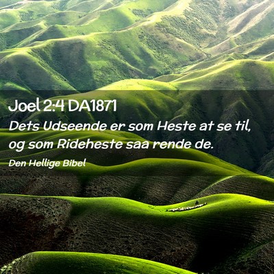 Picture 02 - Joel 2:4 DA1871 - Dets Udseende er som Heste at se til, og som - Bible Verse Picture
