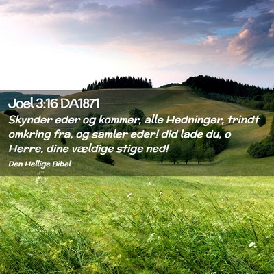 Picture 02 - Joel 3:16 DA1871 - Skynder eder og kommer, alle Hedninger, trindt - Bible Verse Picture