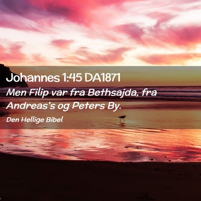 Picture 02 - Johannes 1:45 DA1871 - Men Filip var fra Bethsajda, fra Andreas's og - Bible Verse Picture