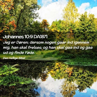 Picture 02 - Johannes 10:9 DA1871 - Jeg er Døren; dersom nogen gaar ind igennem mig, - Bible Verse Picture