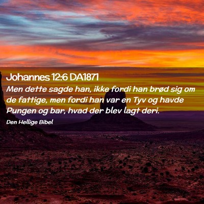 Picture 02 - Johannes 12:6 DA1871 - Men dette sagde han, ikke fordi han brød sig om - Bible Verse Picture