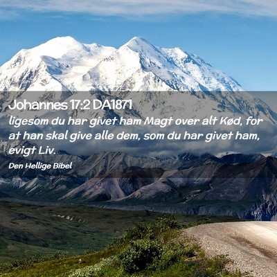 Picture 02 - Johannes 17:2 DA1871 - ligesom du har givet ham Magt over alt Kød, for - Bible Verse Picture