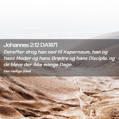 Picture 02 - Johannes 2:12 DA1871 - Derefter drog han ned til Kapernaum, han og hans - Bible Verse Picture