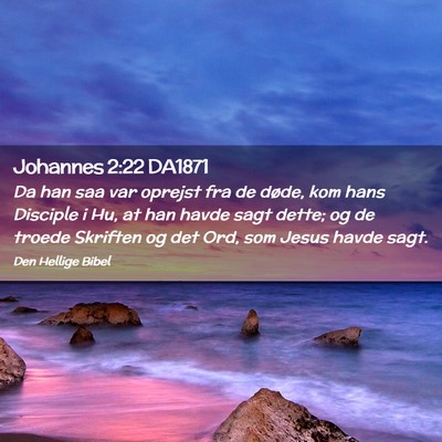 Picture 02 - Johannes 2:22 DA1871 - Da han saa var oprejst fra de døde, kom hans - Bible Verse Picture