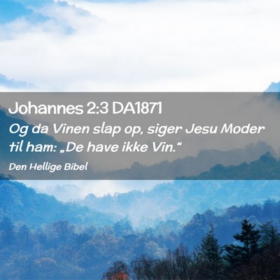 Picture 02 - Johannes 2:3 DA1871 - Og da Vinen slap op, siger Jesu Moder til ham: - Bible Verse Picture