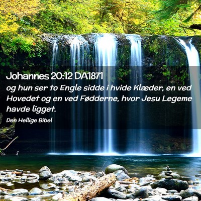 Picture 02 - Johannes 20:12 DA1871 - og hun ser to Engle sidde i hvide Klæder, en ved - Bible Verse Picture