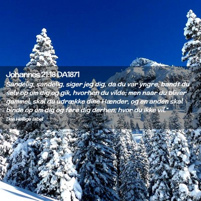Picture 02 - Johannes 21:18 DA1871 - Sandelig, sandelig, siger jeg dig, da du var - Bible Verse Picture